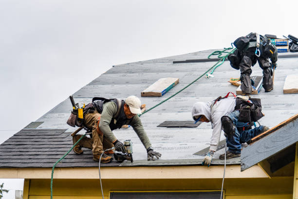 Professional Gutter Installation technician working in Honeoye, NY